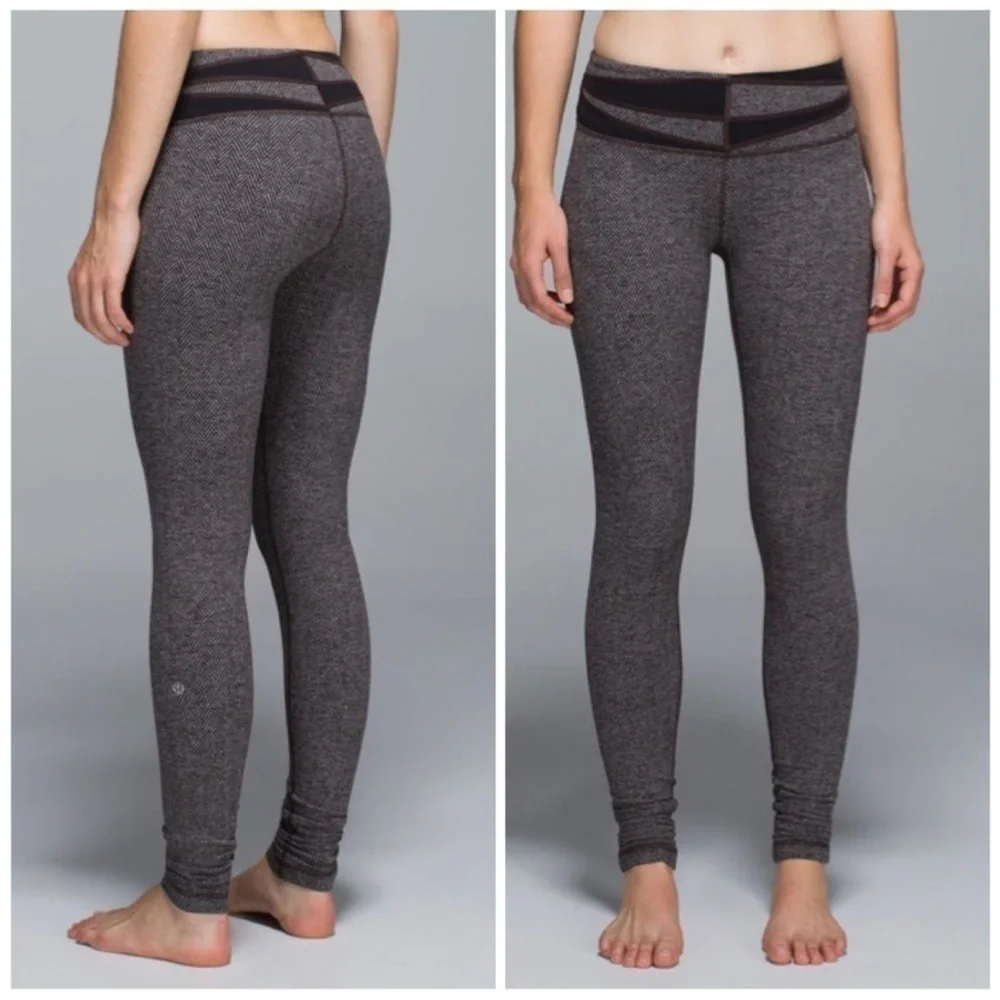 Lululemon Wunder Under Pant Giant Herringbone Black Heathered Black / Brown